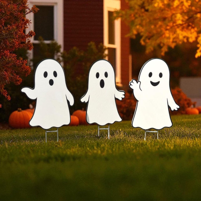 «Ghost Yard Signs and Decorations: Outdoor Fall Decor», ensemble de 3 PVC d'Halloween
