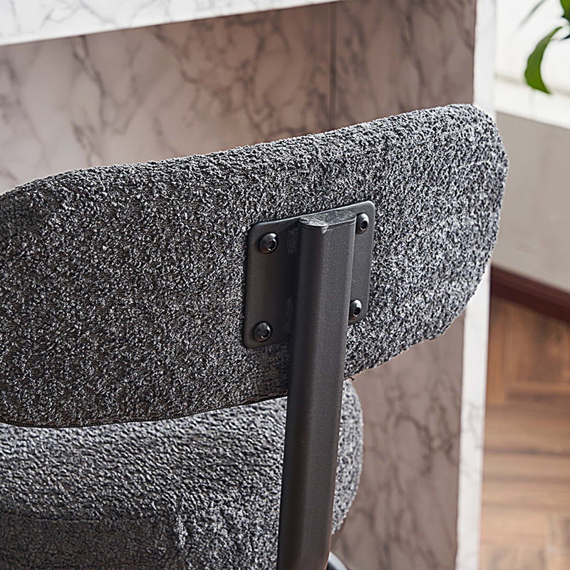 Ensemble de 2 tabourets de bar pivotants modernes avec revêtement en tissu bouclé et pieds en métal, Gris
