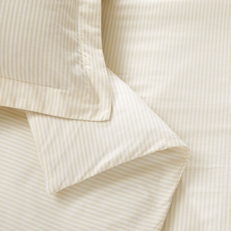 Brooklyn Loom Pinstripe Duvet Cover Set, White/Ivory, King Duvet Cover + 2 King Shams