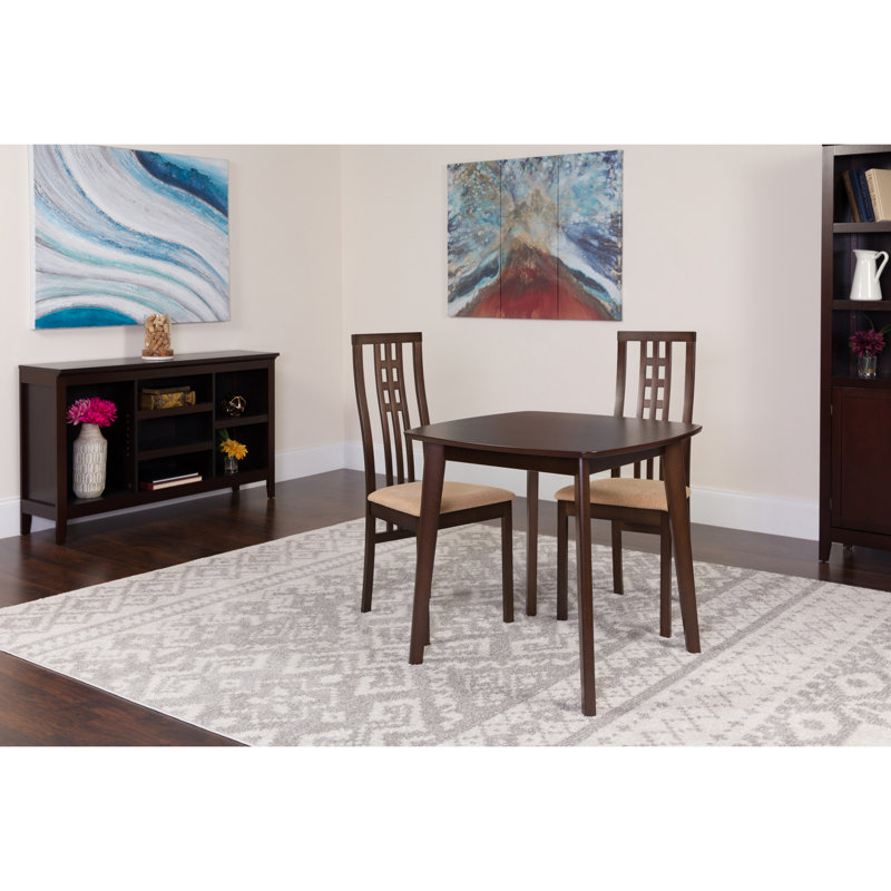 Ensemble de salle à manger en bois massif 3 pièces Hulse, Espresso