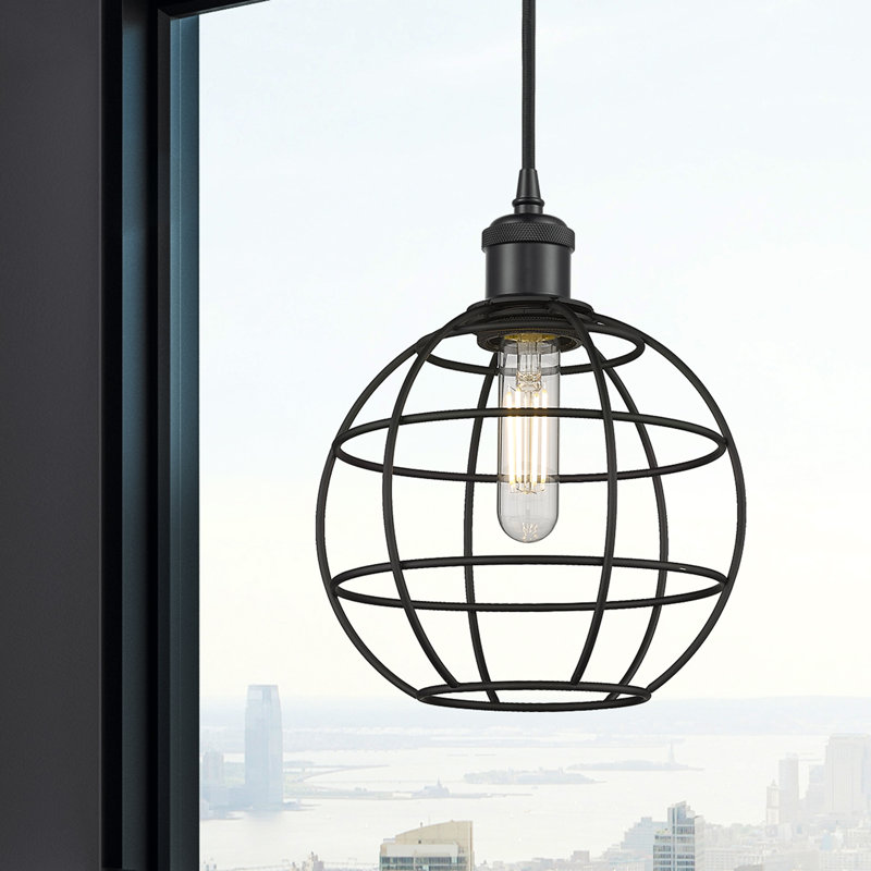 1 - Light Single Pendant, 10.63" H x 8" W x 8" D, Matte Black