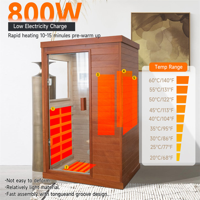 Chambre simple avec sauna à infrarouge, Marron foncé