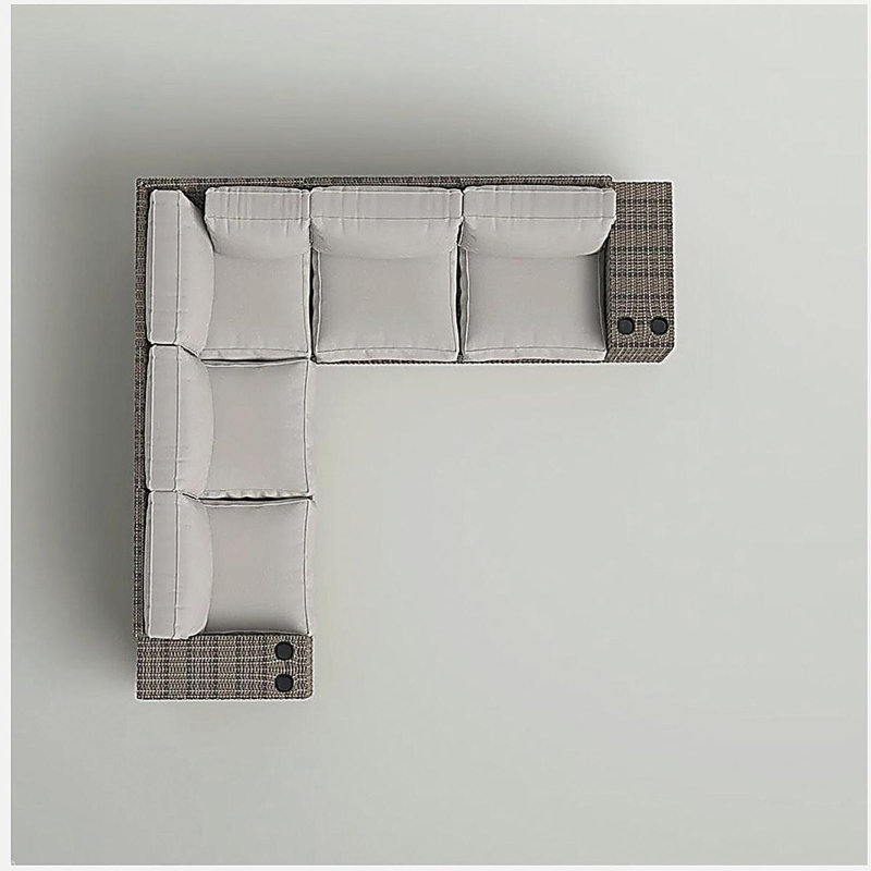 Canapé modulaire d'extérieur en osier de 102 po de large avec coussins LSI - Conception entièrement assemblée et réversible
