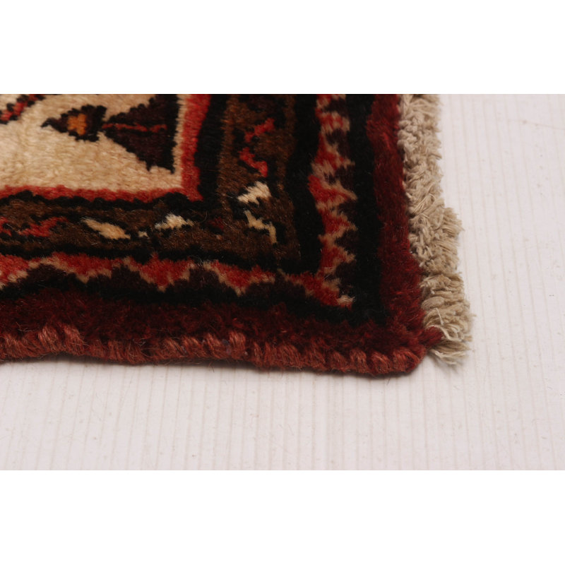 Tapis rouge noué à la main unique 3 pi 5 po x 12 pi 4 po Andelz
