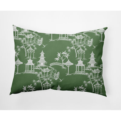 Chinapezka Toile Outdoor Reversible Throw Pillow