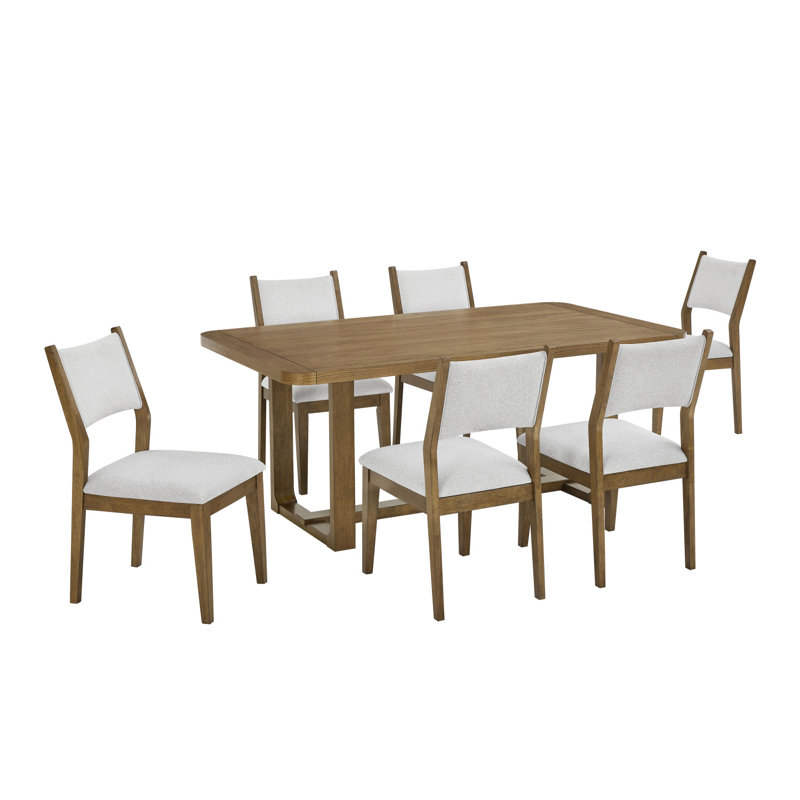 Darla 7Pc 72"W Rectangular Walnut Oak Finish Sled Dining Set