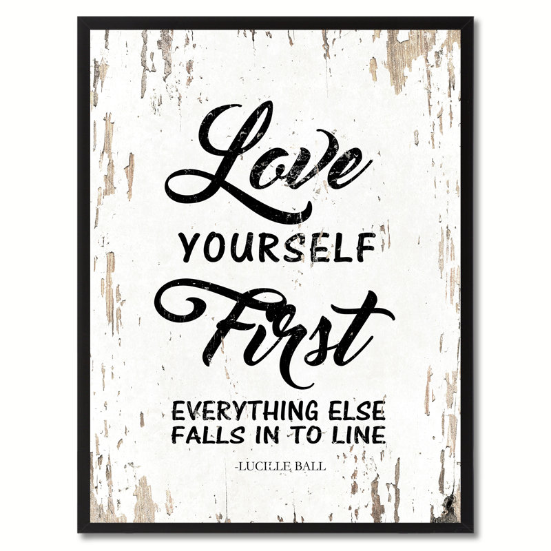 «Love You You First First Else Falls Into Line - Lucille Ball», reproduction d'art textuel sur toile encadrée