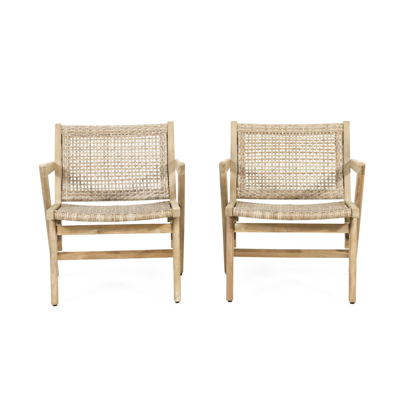2 Outdoor Chairs In Brown - Wood Backbone Foundation