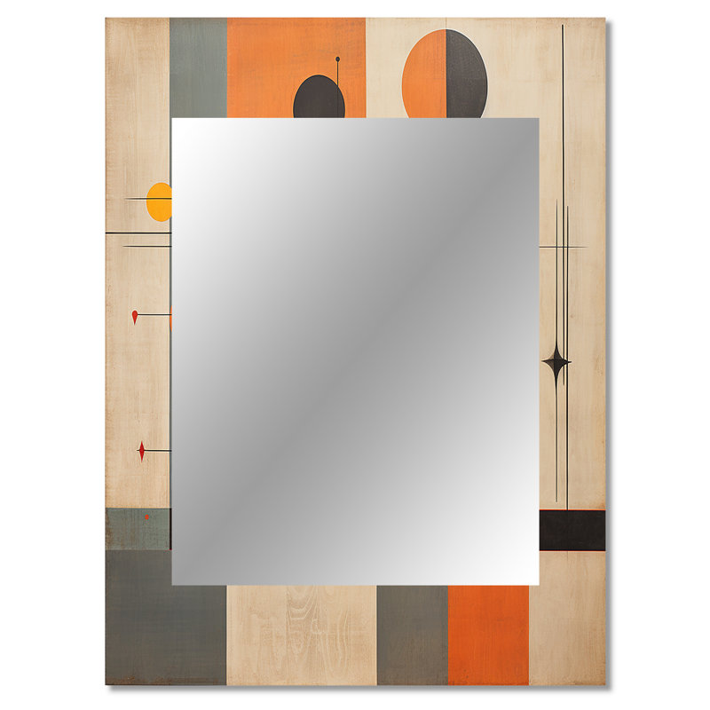 Mid-Century New Balance, abstrait géométrique rétro I - miroir moderne Mid-Century, miroir mural bleu unique, impression d'art en métal