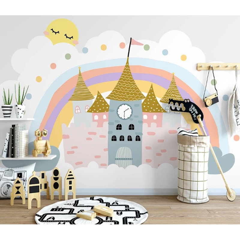 Papier peint amovible Rainbow Castles Sleeping Sun Clouds, L 105,96 po x L 187 po