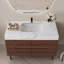 Meuble-lavabo autoportant en pierre frittée de 35,4 po avec lavabo encastré, bois massif multicouche imperméable, rangement à 4 tiroirs, fixation murale