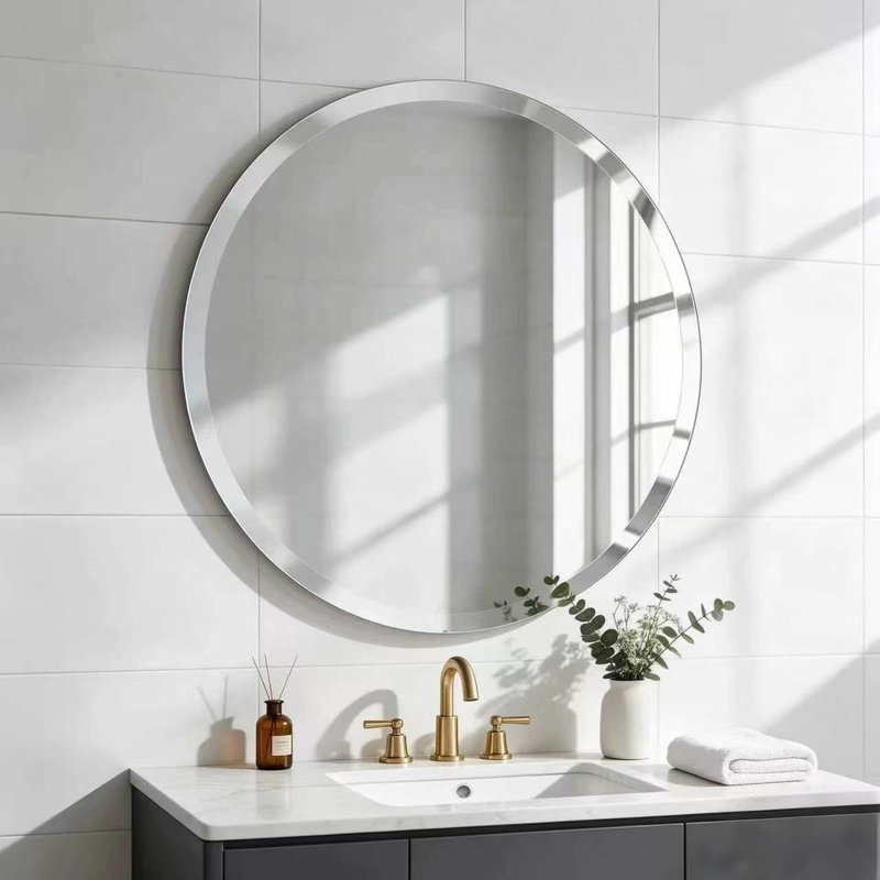Frameless Round Wall-Mounted Bathroom Vanity Mirror