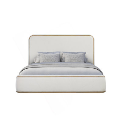Upholstered Bed - Toffee & White Sand