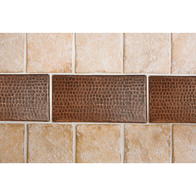 4" x 8" Hammered Copper Tile - Quantity 8