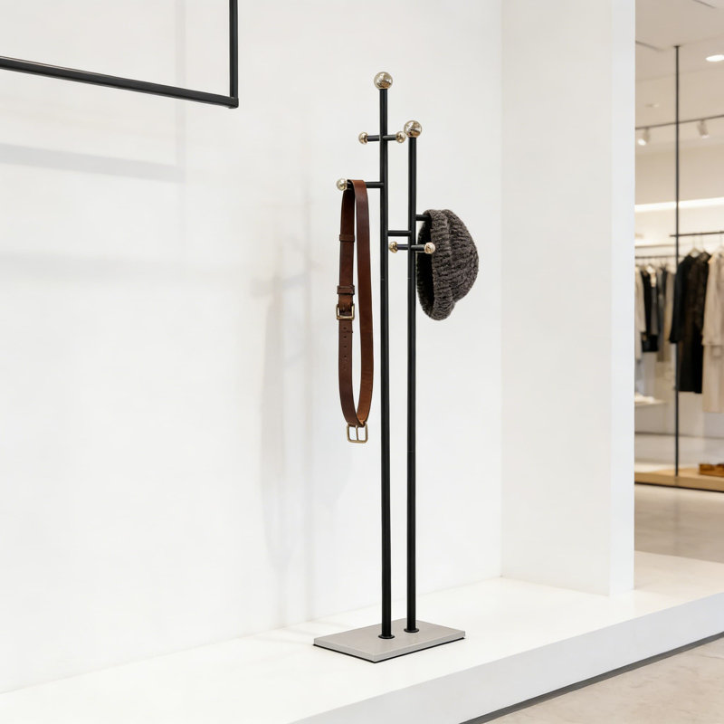 Freestanding Coat Rack With Heavy Marble Base, 8 Hooks For Entryway, Bedroom, Living Room Or Hotel - Sturdy Metal Clothes Tree For Coats, Hats, Bags