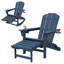 Chaise Adirondack d'extérieur en PEHD pliante et berçante avec porte-gobelet double et Ottoam -30616480