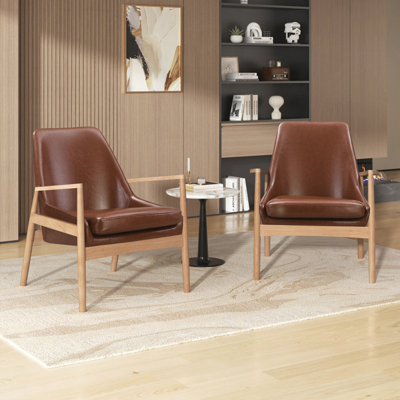 Ensemble de 2 chaises d'appoint en similicuir, structure moderne en bois massif pour plus de confort et de style