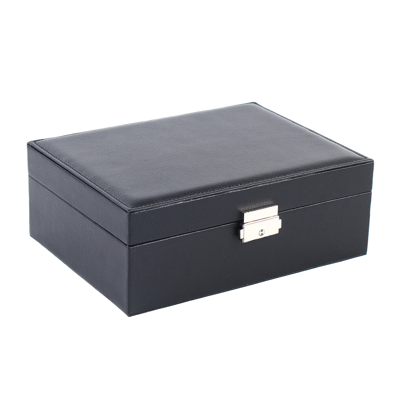 Leather Jewelry & Watch Box - Black