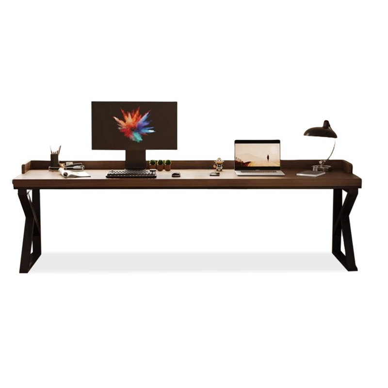 Bureaux rectangulaires en bois massif noir et brun clair, H 29,53 po x l 86,61 po x P 23,62 po