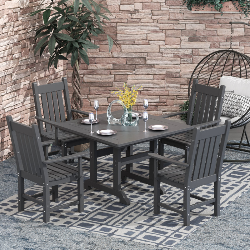 Laguna 4 - Person Patio Dining Set with Square Table, Gray