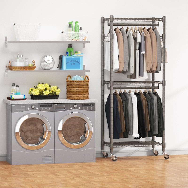 Hico 24'' Metal Rolling Clothing Rack, Gray