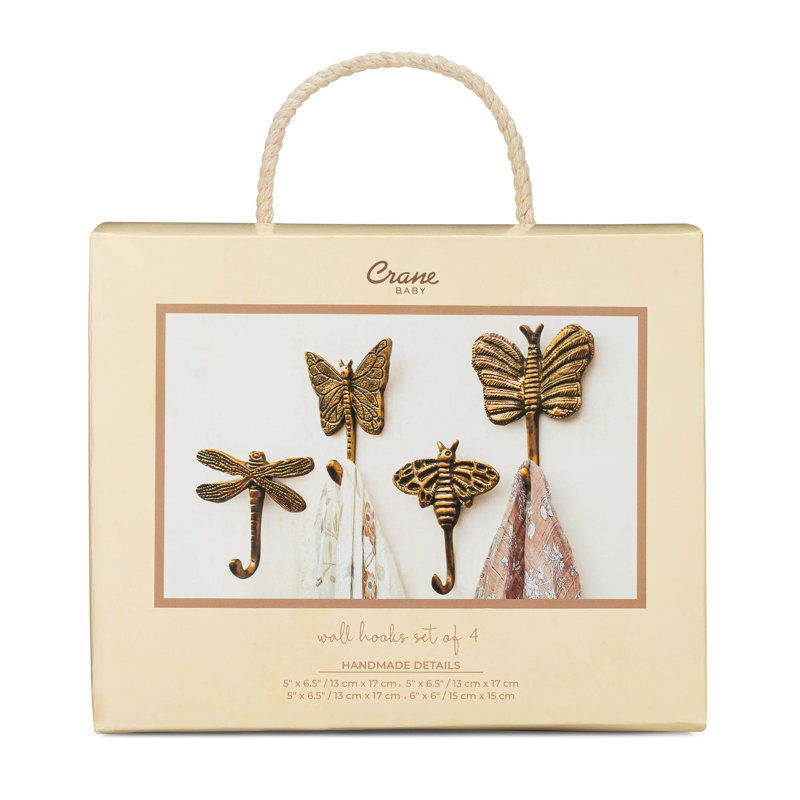 Dragonfly Antique Gold Wall Hook Set