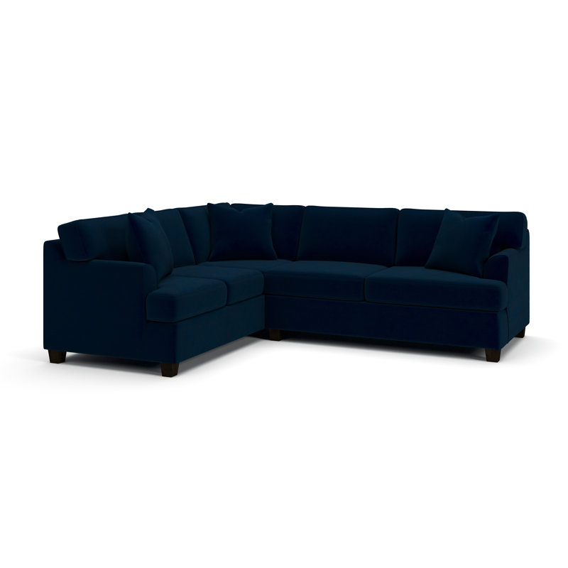 Conradina Upholstered L-Sectional, Left Hand Facing, Bella Ink Blue Performance Velvet
