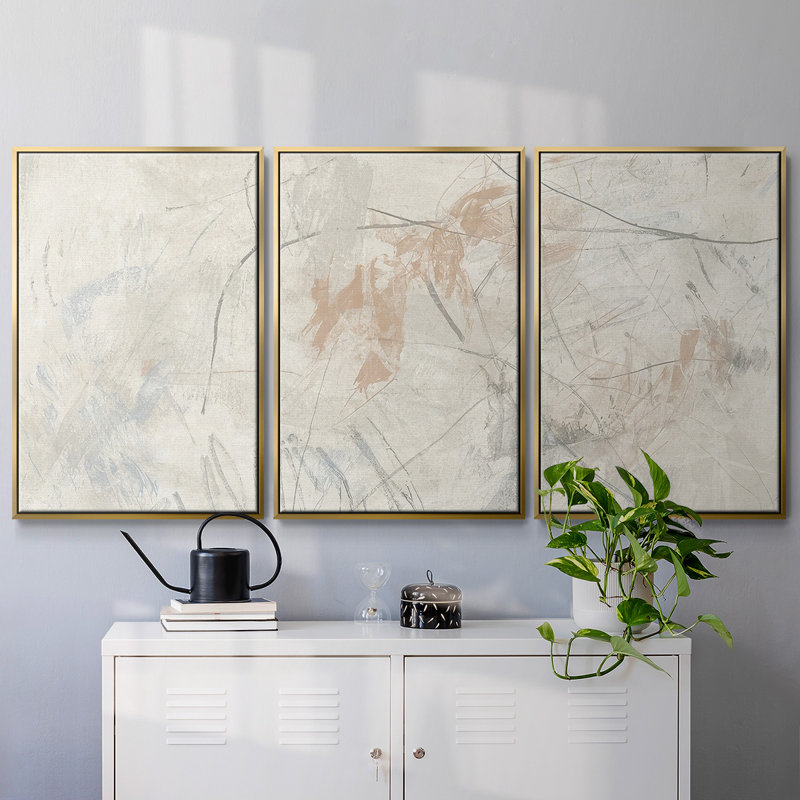 Terre Cotta Trace II - Toile encadrée multi-pièces, Encadrement doré, H 40 po x l 78 po