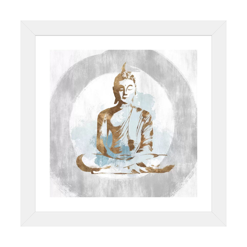 «Buddhist II» par Isabelle Z - impression d'art graphique, Papier encadré blanc, H 24 po x l 24 po x p 1 po, Blanc