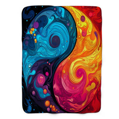 Abstract Yin Yang Duality - 1 Piece Premium Sherpa Blanket -  MentionedYou, WB_FL_290324_0019L