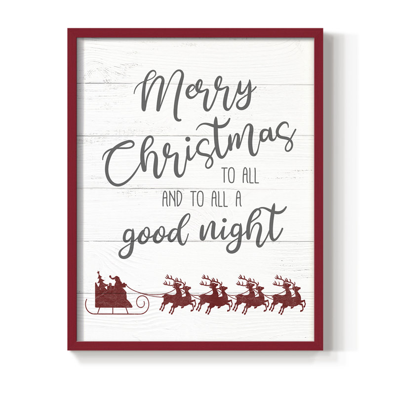 Goodnight Sleigh Framed Print - Solid Wood, 30" H x 24" W, Red