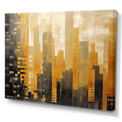 Grille dorée gratte-ciel Skyline III - gratte-ciel art mural salon