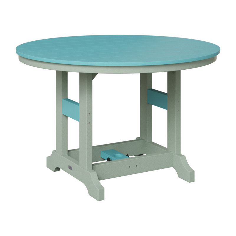 Garden Classic Outdoor Round Bar Table, 39.5" H x 48" W x 48" D, Seafoam, Aruba Blue