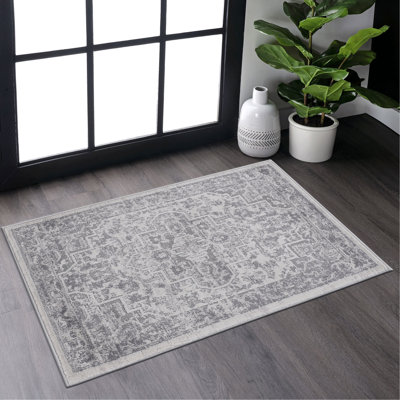 2X3 Silver / Oriental Doormat Rug