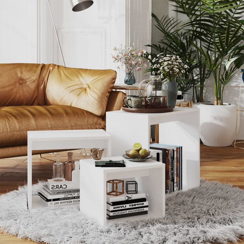 Petite table gigogne empilable vidaXL, Blanc, Blanc