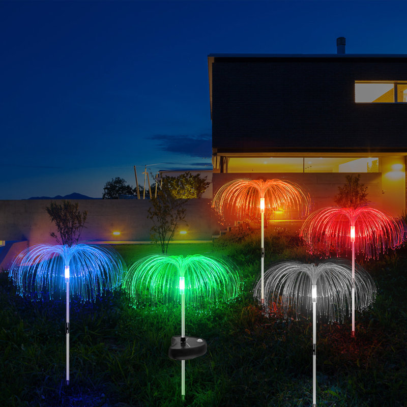 Ensemble de lumières de chemin à DEL intégrées en bleu / vert / orange à énergie solaire