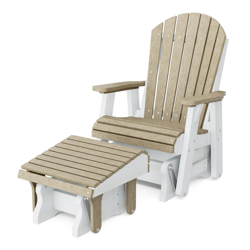 Fauteuil oscillant simple avec repose-pieds Heritage, Bois patiné / blanc