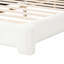 Très grand lit tapissier blanc Boucle, tissu et bois, répartition uniforme du poids, surface de couchage confortable, facile à assembler, sans sommier, sans effort