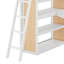 Lit mezzanine simple avec échelle, tablettes et bureau