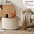 Charleroi 23.5" Wide Round Upholstered Ottoman With Storage, Coffee Table Ottoman-188440728