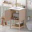 Petit meuble-lavabo simple 20 po avec lavabo en céramique et porte ouverte