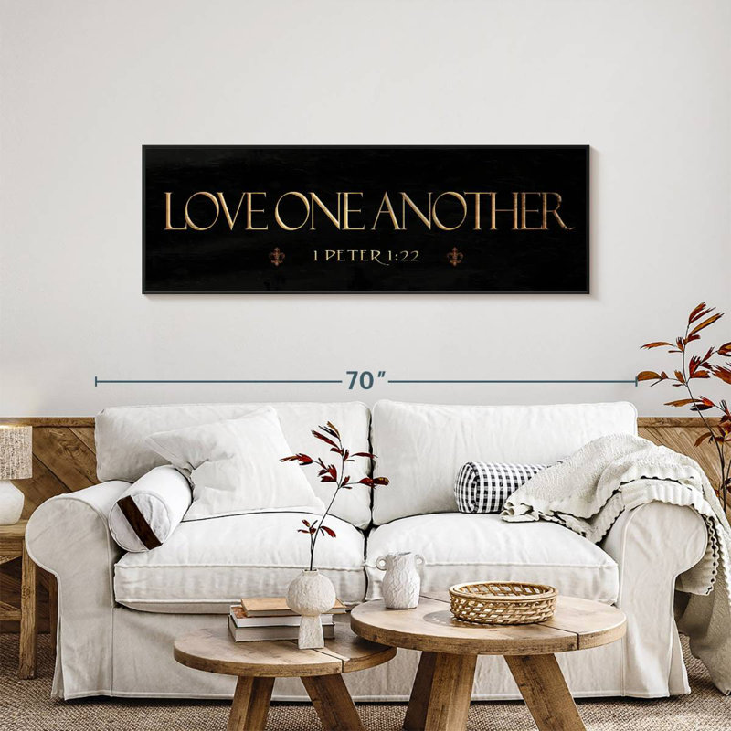 «Love One L'autre Verset de la Bible», 57 po x 19 po, Cadre flottant noir