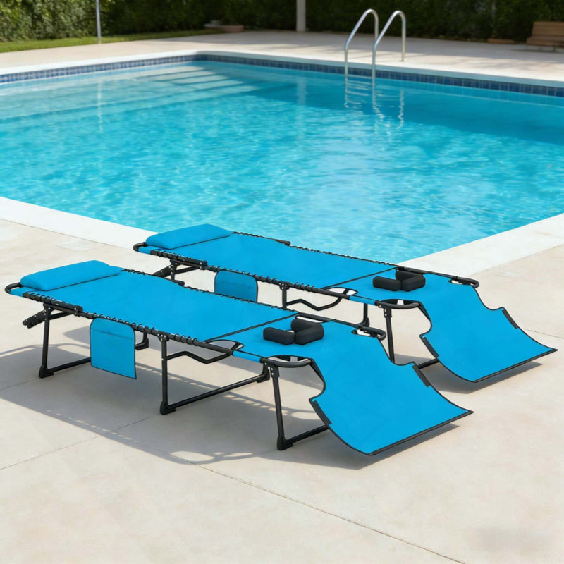 Outddor Lounge Chairs,2 Piece Folding Chaise, 2