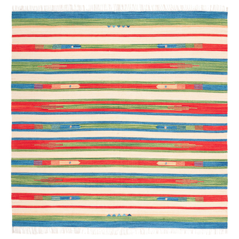 Barela Hand Woven Cotton Southwestern Rug, Square 6'