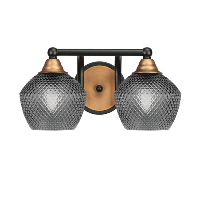 Barre d'éclairage de salle de bain 2 lumières Mukkesh noir mat et laiton fumé 6 po