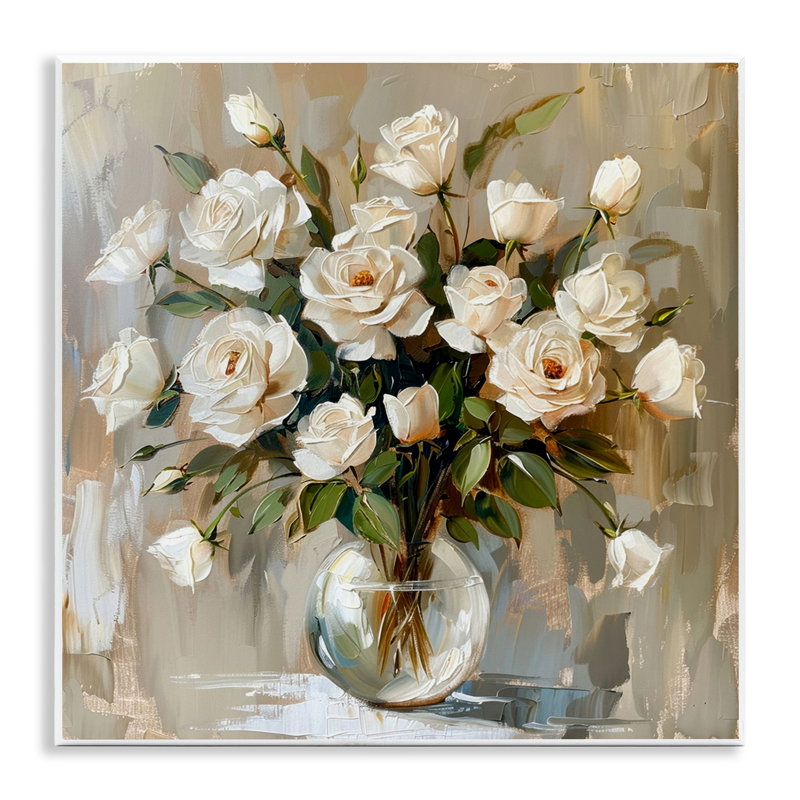 White Roses In Vase Wall Plaque, design by LSR Creative Studio