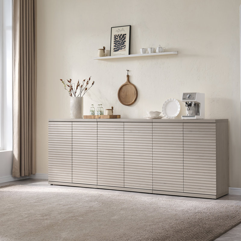 Buffet 30,9 po avec tablettes et portes réglables Cesiro, Aulne blanc, 3