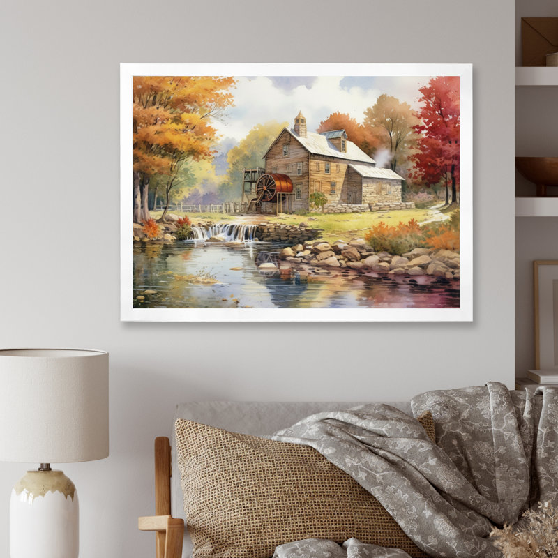 Ohio campagne charmante sur toile, Cadre simple blanc, H 30 po x l 40 po x P 1,5 po