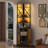 71.45” Industrial Corner Bar Cabinet with Power Outlet & LED Strip, 6-Tier Farmhouse Liquor Cabinet with Wine Storage for Small Space, Kitchen, Rustic Brown