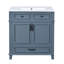 Meuble-lavabo de 30 po avec lavabo en céramique, armoire de rangement en bois massif avec portes à fermeture douce, style rétro, bleu-1619963831